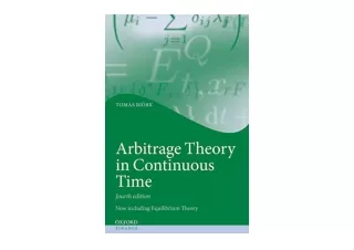 Kindle online PDF Arbitrage Theory in Continuous Time Oxford Finance Series  for