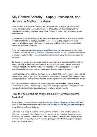 Find out  Security Cameras Melbourne