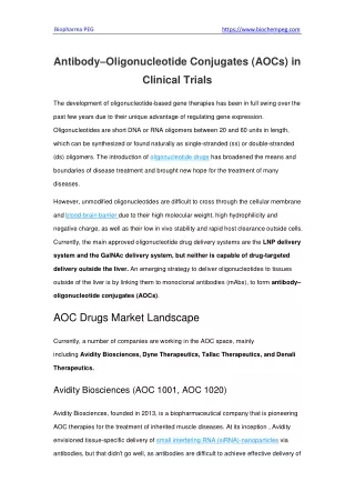 Antibody–Oligonucleotide Conjugates (AOCs) in Clinical Trials