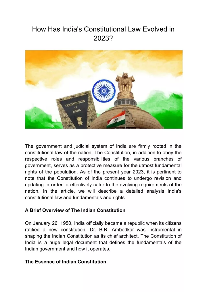 how has india s constitutional law evolved in 2023