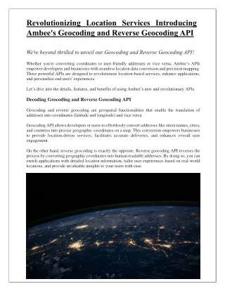 Revolutionizing Location Services Introducing Ambee's Geocoding and Reverse Geocoding API