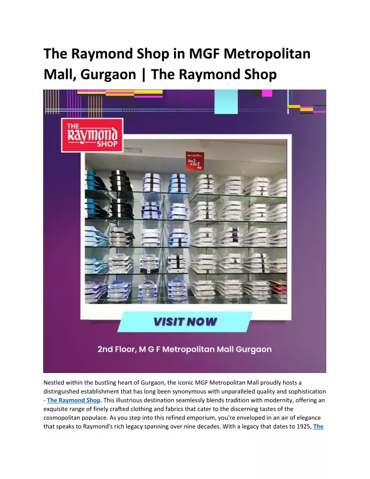 the raymond shop in mgf metropolitan mall gurgaon