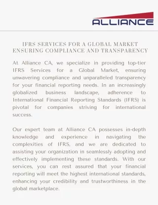 IFRS Services for a Global Market Ensuring Compliance and Transparency