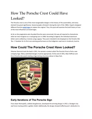 How The Porsche Crest Could Have Looked