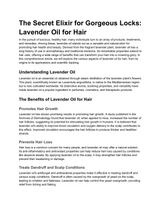The Secret Elixir for Gorgeous Locks_ Lavender Oil for Hair