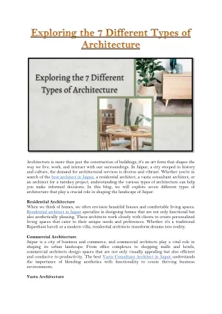 Exploring the 7 Different Types of Architecture