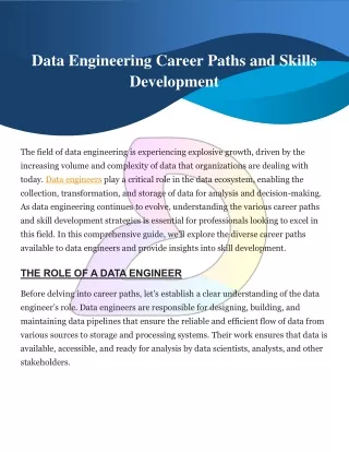 data engineering career paths and skills