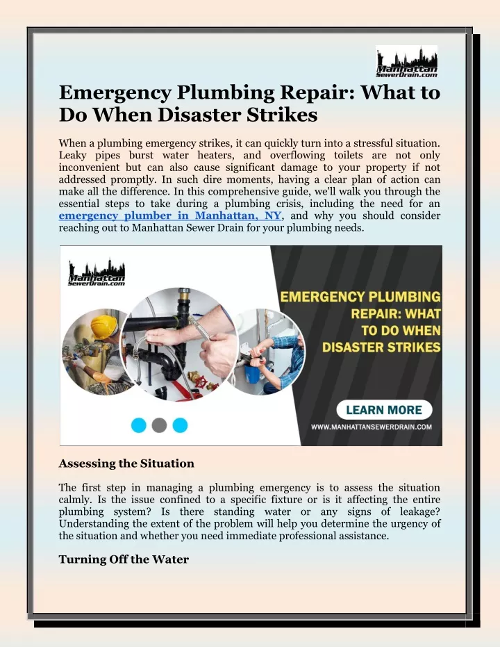 emergency plumbing repair what to do when
