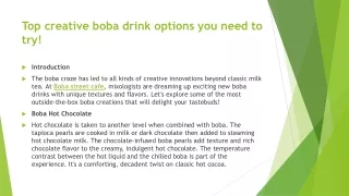 Top creative boba drink options you need to try!