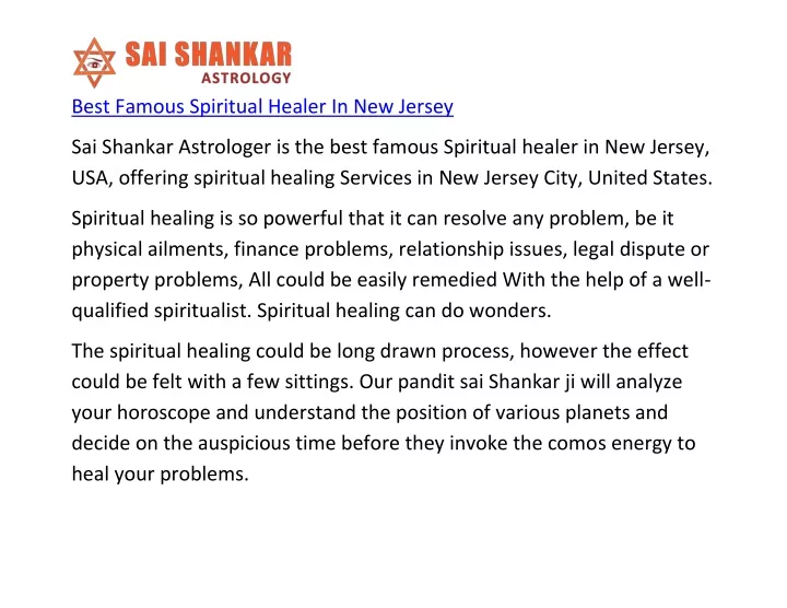 best famous spiritual healer in new jersey