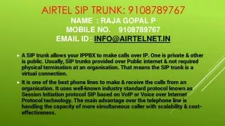 Airtel Sip Trunk : @ 9108789767.