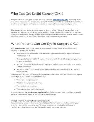 who can get eyelid surgery okc