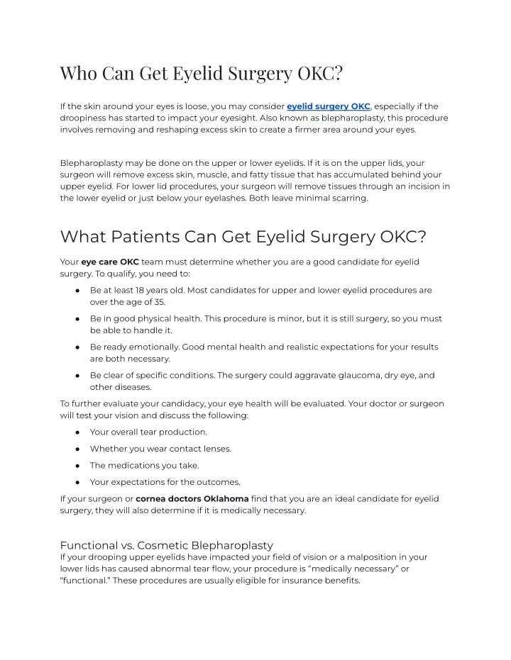 who can get eyelid surgery okc