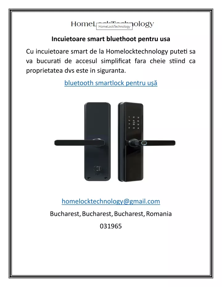 incuietoare smart bluethoot pentru usa