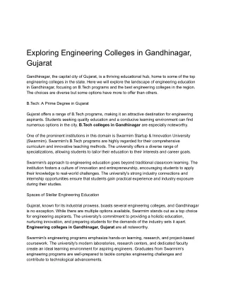 exploring engineering colleges in gandhinagar