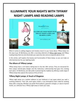 ILLUMINATE YOUR NIGHTS WITH TIFFANY NIGHT LAMPS AND READING LAMPS