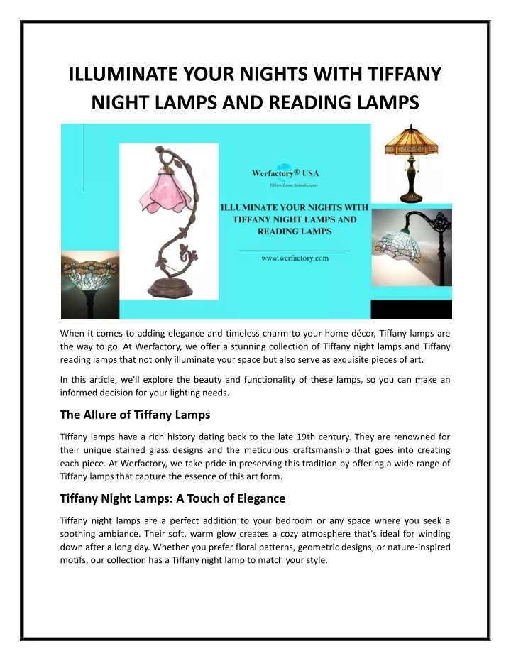 illuminate your nights with tiffany night lamps