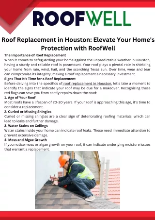 Roof Replacement in Houston Elevate Your Home's Protection with RoofWell