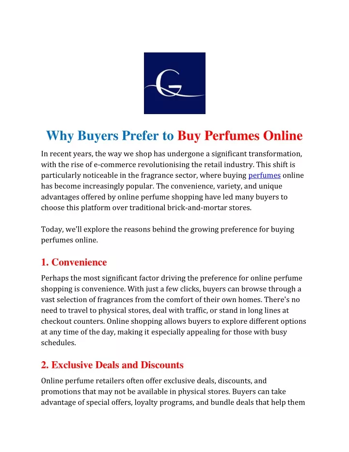 why buyers prefer to buy perfumes online