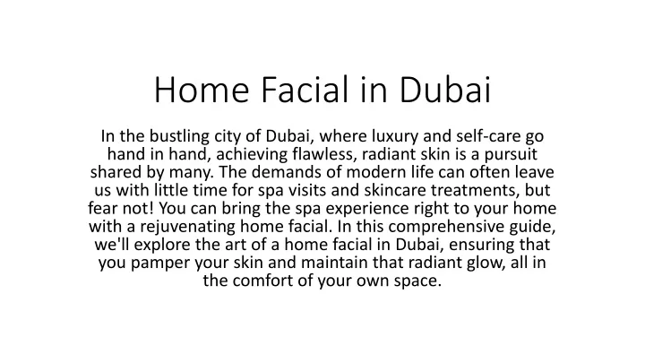 home facial in dubai