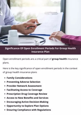 Significance Of Open Enrollment Periods For Group Health Insurance Plan