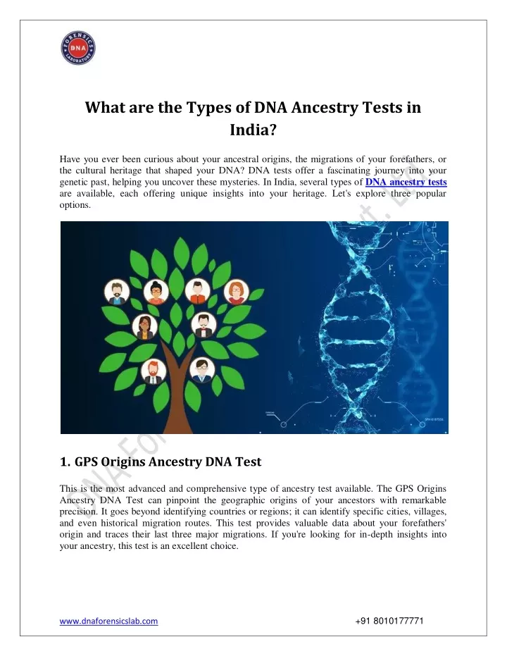 what are the types of dna ancestry tests in india