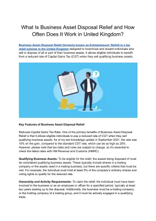 what is business asset disposal relief