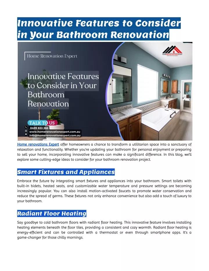 innovative features to consider in your bathroom
