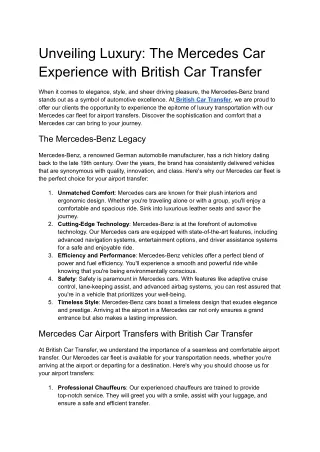 Unveiling Luxury_ The Mercedes Car Experience with British Car Transfer