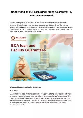 Understanding ECA Loans and Facility Guarantees..