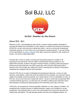 Sol BJJ - Brazilian Jiu Jitsu School