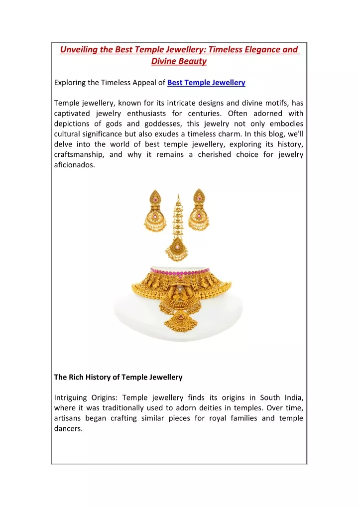 unveiling the best temple jewellery timeless