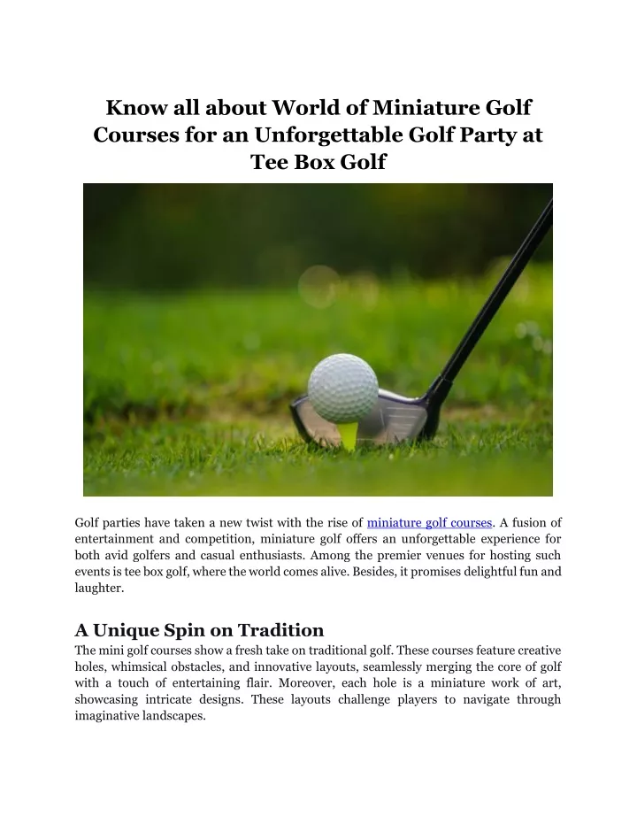 know all about world of miniature golf courses