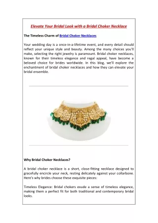 elevate your bridal look with a bridal choker