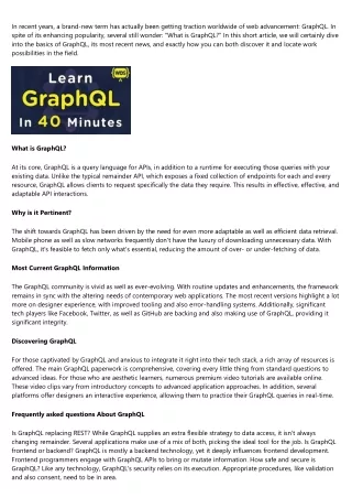 Recognizing GraphQL: From Basics to Opportunities