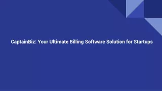 CaptainBiz_ Your Ultimate Billing Software Solution for Startups