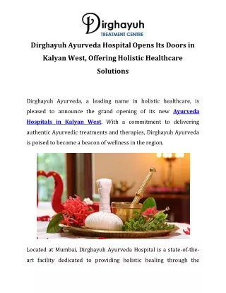 Ayurveda Hospitals in Kalyan West Call-9870270450