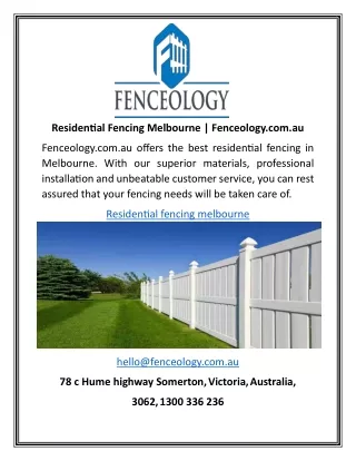 Residential Fencing Melbourne