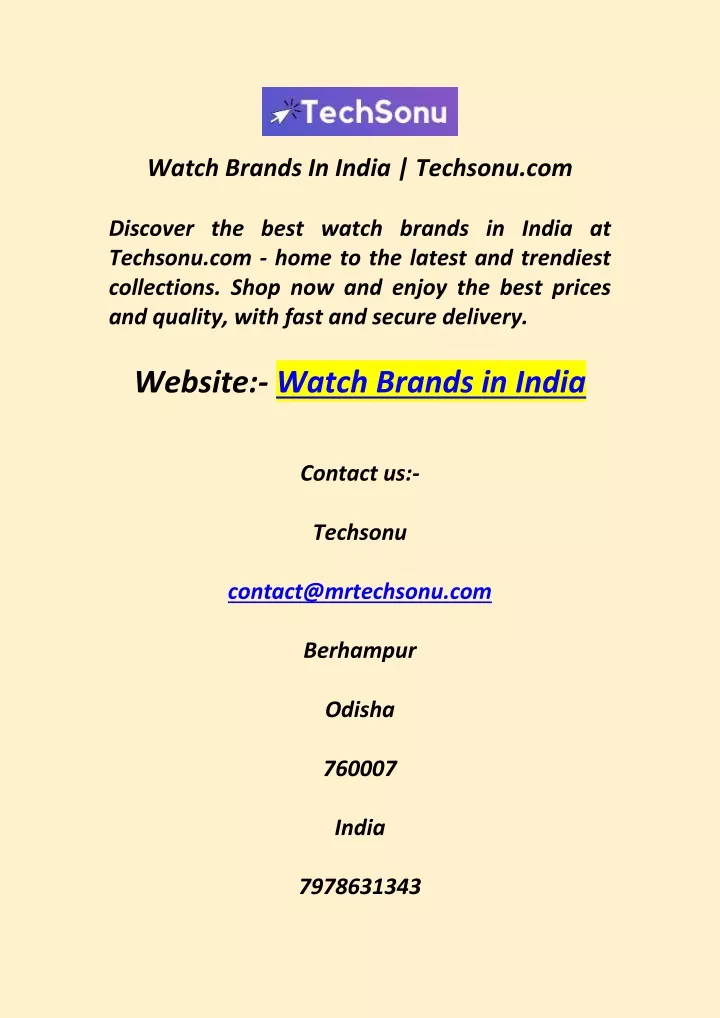 watch brands in india techsonu com