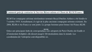 Comment contacter KLM en France?