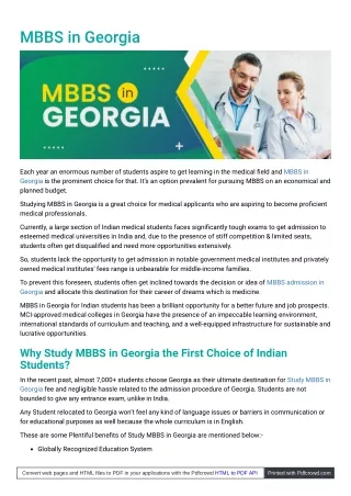 MBBS in Georgia: The Affordable and Prestigious Option for Indian Students