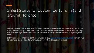 Where to Buy Custom Curtains in Toronto