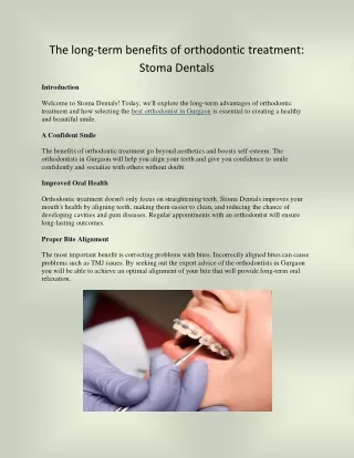 The long-term benefits of orthodontic treatment- Stoma Dentals