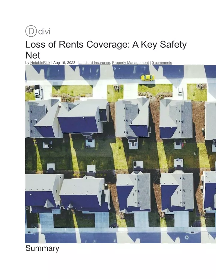 loss of rents coverage a key safety