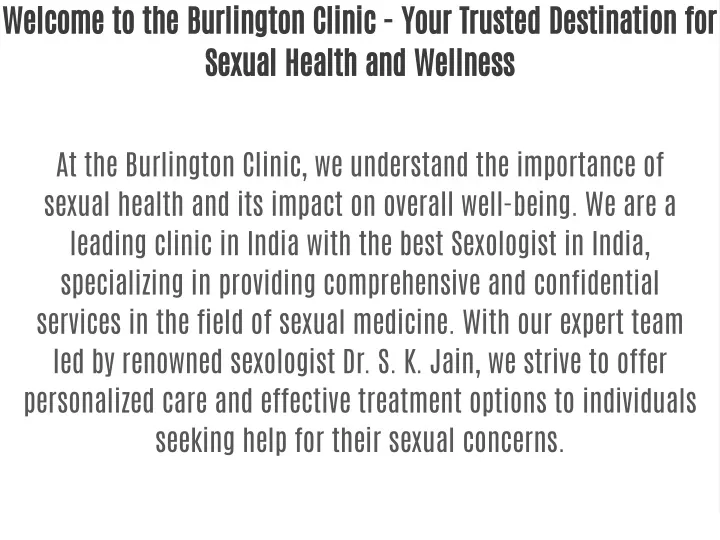 welcome to the burlington clinic your trusted