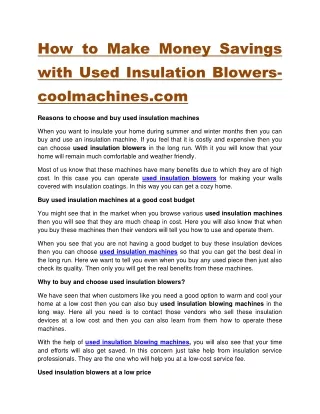 How to Make Money Savings with Used Insulation Blowers-coolmachines.com