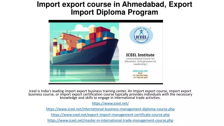 import export course in ahmedabad export import