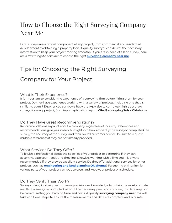 how to choose the right surveying company near me
