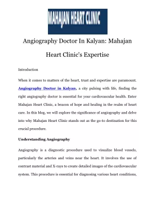 Angiography Doctor in Kalyan Call-9870270751