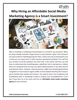 Why Hiring an Affordable Social Media Marketing Agency is a Smart Investment